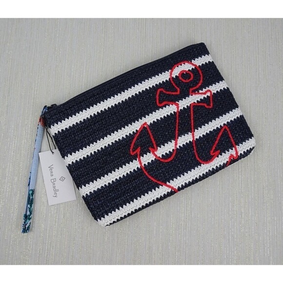 Vera Bradley Handbags - Vera Bradley ANCHORS AWEIGH Factory Style Straw Beach Wristlet Woven Summer New